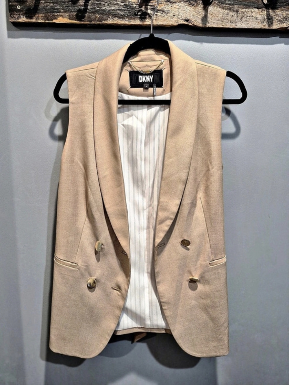 DKNY Shawl Collar Double Breasted Vest Blazer - Ginger Root - NWOT - Size 6